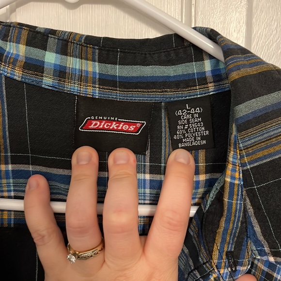 Blue plaid shiort sleeve button down shirt - Dickies - L (42-44) - Picture 3 of 3